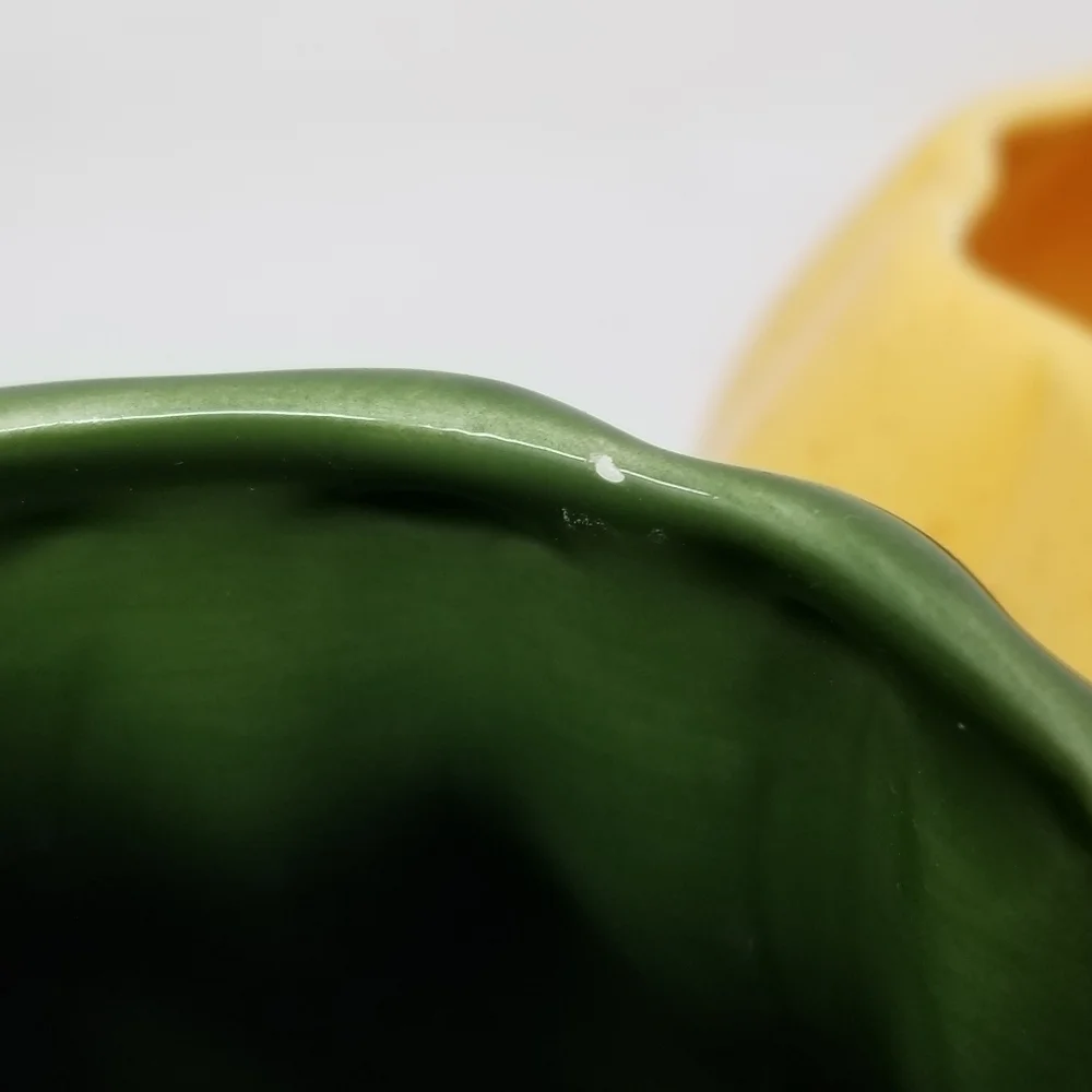 Crate and Barrel Flecked Vase Planter Gourd Squash Yellow Green Signed B Eigler